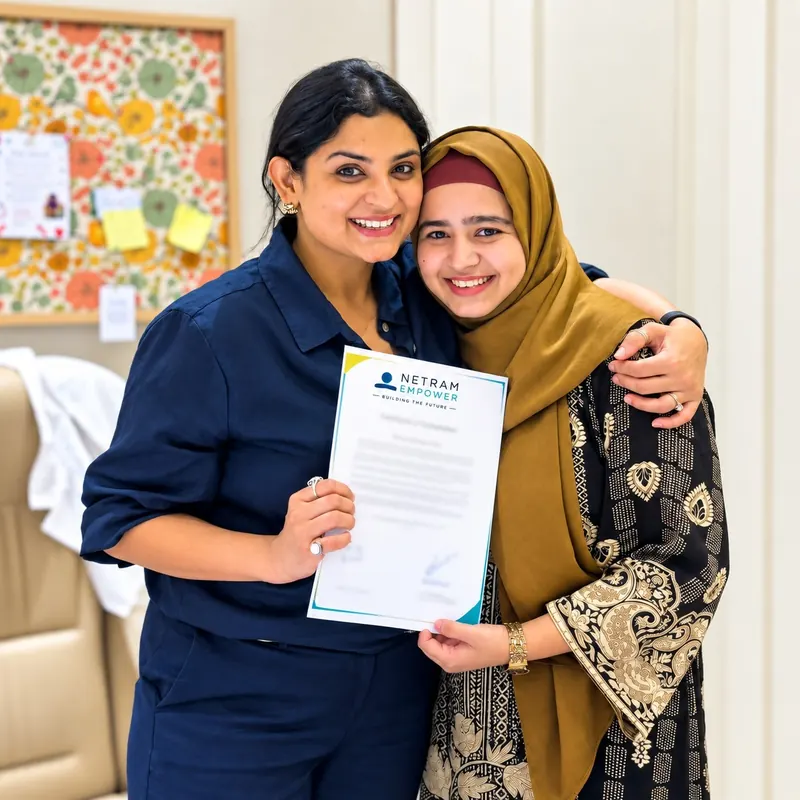 Dr. Anchal Gupta with a student holding her Netram Empower certificate