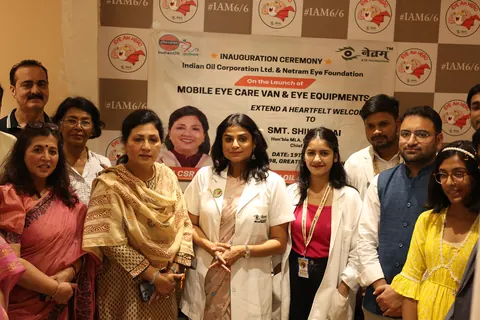 Dr. Anchal Gupta with guests and the Netram team at a Nayan Hans launch